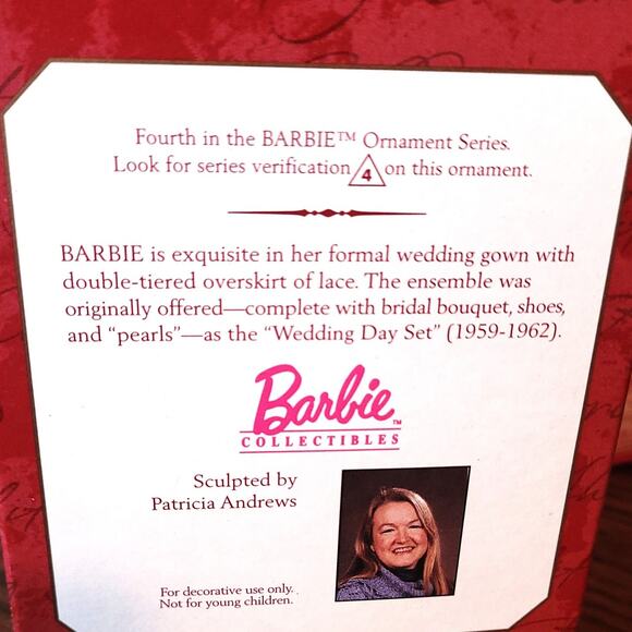 1997 Barbie Wedding Day Keepsake Ornament 4th in the Collectors Series - Picture 2 of 6
